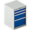 Schäfer Shop Pure ladekast 27-27, 4 laden, tot 200 kg, B 564 x D 572 x H 800 mm, gentiaanblauw/lichtgrijs, met een lengte tot 200 kg.