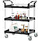 Schäfer Shop Pure Mehrzweckwagen, 4 TPR-Lenkrollen mit 2 Feststellern, 3 Etagen, L 680 x B 450 mm, Kunststoff/Aluminium, schwarz/alusilber