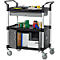 Schäfer Shop Pure Mehrzweckwagen, schwarz, Aluminium/Kunststoff, mit Schublade und Schrank, 4 Vollgummi-Lenkrollen, L 850 x B 480 x H 1000 mm