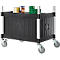 Schäfer Shop Pure Mehrzweckwagen, schwarz, Aluminium/Kunststoff, mit Schublade und Schrank, 4 Vollgummi-Lenkrollen, L 850 x B 480 x H 1000 mm