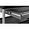 Schäfer Shop Pure Mehrzweckwagen, schwarz, Aluminium/Kunststoff, mit Schublade und Schrank, 4 Vollgummi-Lenkrollen, L 850 x B 480 x H 1000 mm