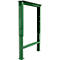 Green, rectangular metal frame with adjustment options, for a piece of furniture.