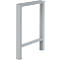 Light grey, rectangular metal table leg frame. Rectangular feet at top and bottom, connected by two vertical and one horizontal strut.