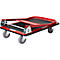 Schäfer Shop Pure Plattformwagen, klappbarer Schiebebügel, Antirutsch-Belag, Lenk- & Bockrollen, bis 150 kg, L 725 x B 475 x H 835 mm, rot-schwarz