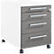 Schäfer Shop Pure Rollcontainer 1233, Utensilienauszug + 3 Schubladen, abschließbar, eckige Metallgriffe, B 434 x T 600 x H 570 mm, weiß/anthrazit