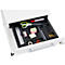 Schäfer Shop Pure Rollcontainer 1233, Utensilienauszug + 3 Schubladen, abschließbar, eckige Metallgriffe, B 434 x T 600 x H 570 mm, weiß/anthrazit
