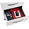 Schäfer Shop Pure Rollcontainer 333, 3 Schubladen, runde Metallgriffe, abschließbar, B 434 x T 600 x H 570 mm, lichtgrau/lichtgrau