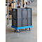 Schäfer Shop Pure Roulettes de transport, norme européenne, jusqu'à 300 kg, avec rebord d'empilage, roues pivotantes, L 610 x l 410 mm, HDPE &amp; TPU, bleu clair RAL 5012