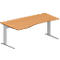 Schäfer Shop Pure Schreibtisch PLANOVA BASIC, Freiform, Ansatz links, C-Fuß, B 1800 x T 1000/800 x H 717 mm, Buche/weißalu + Kabelkanal