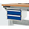 Schäfer Shop Pure Schubladenblock 411, für Arbeitstische AST31, links/rechts montierbar, 2 Schübe, abschliessbar, bis 50 kg, Stahl, lichtgrau/enzianblau