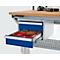 Schäfer Shop Pure Schubladenblock 411, für Arbeitstische AST31, links/rechts montierbar, 2 Schübe, abschliessbar, bis 50 kg, Stahl, weissaluminium/enzianblau