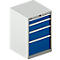 Schäfer Shop Pure Schubladenschrank 27-27, 4 Schubl., bis 200 kg, B 564 x T 572 x H 850 mm, enzianblau/lichtgrau 