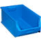 Blaue Sichtlagerbox aus Kunststoff mit offener Front zur einfachen Entnahme.