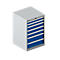 Schäfer Shop Pure SSI SCHÄFER armoire à tiroirs 27-27, 7 tiroirs, jusqu'à 200 kg, L 564 x P 572 x H 850 mm, bleu gentiane / aluminium blanc