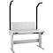 Schäfer Shop Pure Table de travail AST31, réglage électrique de la hauteur, plateau en mélamine, pied en T, jusqu'à 400 kg, L 1500 x P 800 x H 725-1155 mm, blanc-aluminium/gris clair
