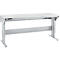 Schäfer Shop Pure Table de travail AST31, réglage électrique de la hauteur, plateau en mélamine, pied en T, jusqu'à 400 kg, L 2000 x P 800 x H 725-1155 mm, blanc-aluminium/gris clair