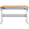 Schäfer Shop Pure Table de travail AST31, réglage électrique de la hauteur, plateau en multiplex, pied en T, jusqu'à 400 kg, L 1500 x P 800 x H 730-1155 mm, aluminium blanc/hêtre