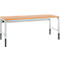 Schäfer Shop Pure Table de travail AST31, réglage en hauteur manuel, plateau en multiplex, 4 pieds, jusqu'à 500 kg, L 2000 x P 800 x H 805-1035 mm, gris clair/hêtre