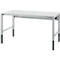 Schäfer Shop Pure Table de travail AST31, réglage en hauteur manuel, plateau mélaminé, 4 pieds, jusqu'à 500 kg, L 1500 x P 800 x H 800-1030 mm, blanc aluminium/gris clair