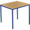 Schäfer Shop Pure Table en tube d'acier, carrée, pied en tube carré, L 800 x P 800 x H 720 mm, hêtre/bleu gentiane