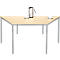 Schäfer Shop Pure Table en tube d'acier, forme trapèz, pied en tube carré, L 1600/800 x P 690 x H 720 mm, érable/aluminium blanc