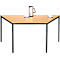 Schäfer Shop Pure Table en tube d'acier, forme trapèz, pied en tube carré, L 800 x P 700 x H 720 mm, hêtre/noir