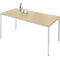 Schäfer Shop Pure Table en tube d'acier, rectangulaire, pied en tube carré, L 1400 x P 800 x H 720 mm, érable/aluminium blanc