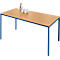 Schäfer Shop Pure Table en tube d'acier, rectangulaire, pied en tube carré, L 1400 x P 800 x H 720 mm, hêtre/bleu gentiane