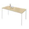 Schäfer Shop Pure Table rectangulaire en tube d'acier, pied en tube carré, L 1600 x P 690 x H 720 mm, érable/aluminium blanc