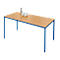 Schäfer Shop Pure Table rectangulaire en tube d'acier, pied en tube carré, L 1600 x P 690 x H 720 mm, hêtre/bleu de gentiane