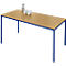 Schäfer Shop Pure Table rectangulaire en tube d'acier, pied en tube carré, L 1600 x P 700 x H 720 mm, hêtre/bleu gentiane
