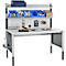 Schäfer Shop Pure Tischaufbau für Arbeitstische AST31, 2 x Aufbausäulen, 1 x Lochwand, B 1500 x H 1035 mm, Stahl, anthrazitgrau/lichtgrau