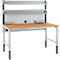 Schäfer Shop Pure Tischaufbau für Arbeitstische AST31, 2 x Aufbausäulen, 1 x Lochwand, B 1500 x H 1035 mm, Stahl, anthrazitgrau/weißaluminium