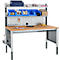 Schäfer Shop Pure Tischaufbau für Arbeitstische AST31, 2 x Aufbausäulen, 1 x Lochwand, B 1500 x H 1035 mm, Stahl, anthrazitgrau/weißaluminium