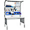 Schäfer Shop Pure Tischaufbau für Arbeitstische AST31, 2 x Aufbausäulen, 1 x Lochwand, B 1500 x H 1615 mm, Stahl, anthrazitgrau/lichtgrau