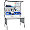 Schäfer Shop Pure Tischaufbau für Arbeitstische AST31, 2 x Aufbausäulen, 1 x Lochwand, B 1500 x H 1615 mm, Stahl, anthrazitgrau/weißaluminium