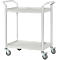 Schäfer Shop Pure Tischwagen, 2 Etagen, bis 200 kg, 2 Schiebebügel, Lenkrollen, Aluminium & Kunststoff, L 850 x B 480 x H 950 mm, Etagen lichtgrau
