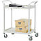 Schäfer Shop Pure Tischwagen, 2 Etagen, bis 200 kg, 2 Schiebebügel, Lenkrollen, Aluminium & Kunststoff, L 850 x B 480 x H 950 mm, Etagen lichtgrau