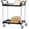 Schäfer Shop Pure Tischwagen, 2 Etagen, bis 200 kg, 2 Schiebebügel, Lenkrollen, Aluminium & Kunststoff, L 850 x B 480 x H 950 mm, Etagen schwarz