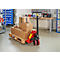 Schäfer Shop Pure Transpalette, commande manuelle de levage, capacité de charge jusqu'à 2000 kg, roulettes pivotantes &amp; fourche, L 1550 x l 540 x H 1230 mm, rouge