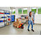 Schäfer Shop Pure Transpalette, commande manuelle de levage, capacité de charge jusqu'à 2000 kg, roulettes pivotantes &amp; fourche, L 1550 x l 540 x H 1230 mm, rouge