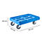 Blue transport trolley with four wheels, length dimensions: 610 mm, 410 mm and 183 mm.