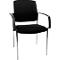 Black office chair with armrests and silver legs.