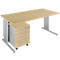 Schäfer Shop Select 2-tlg. Büromöbel-Set COMBITEC, Schreibtisch, B 1600 mm, Ahorn/weißalu + Rollcontainer 1233
