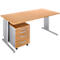 Schäfer Shop Select 2-tlg. Büromöbel-Set COMBITEC, Schreibtisch, B 1600 mm, Buche/weißalu + Rollcontainer 1233