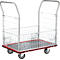 Schäfer Shop Select 213 Premium Plattformwagen mit Gitterrahmen, bis 370 kg, Kantenschutz, Gummimatte, schwarz/rot