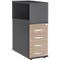 Schäfer Shop Select Anstellcontainer LOGIN, mit Aufsatzregal, 4 Schübe, B 409 x T 800 x H 1120 mm, Holz, abschließbar,graphit/Eiche