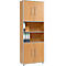Schäfer Shop Select Armario combinado Moxxo IQ, madera, 4 puertas batientes, 2 compartimentos abiertos, 6 AA, An 801 x P 362 x Al 2166 mm, acabado en haya