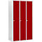 Schäfer Shop Select Armario con 3 compartimentos, cerradura de cilindro, gris claro/rojo