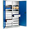 Schäfer Shop Select Armario de material MS 2509, con 14 cajones, con caja de seguridad, ancho 950 x fondo 500 x alto 1935 mm, chapa fina, gris claro/azul benigno